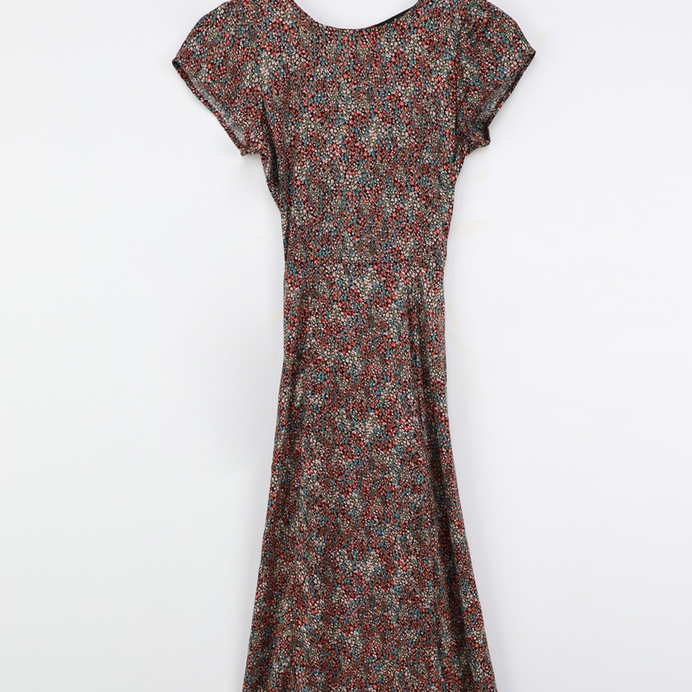 Lulus Garden's Delight Black Floral Print Cutout Midi Dress